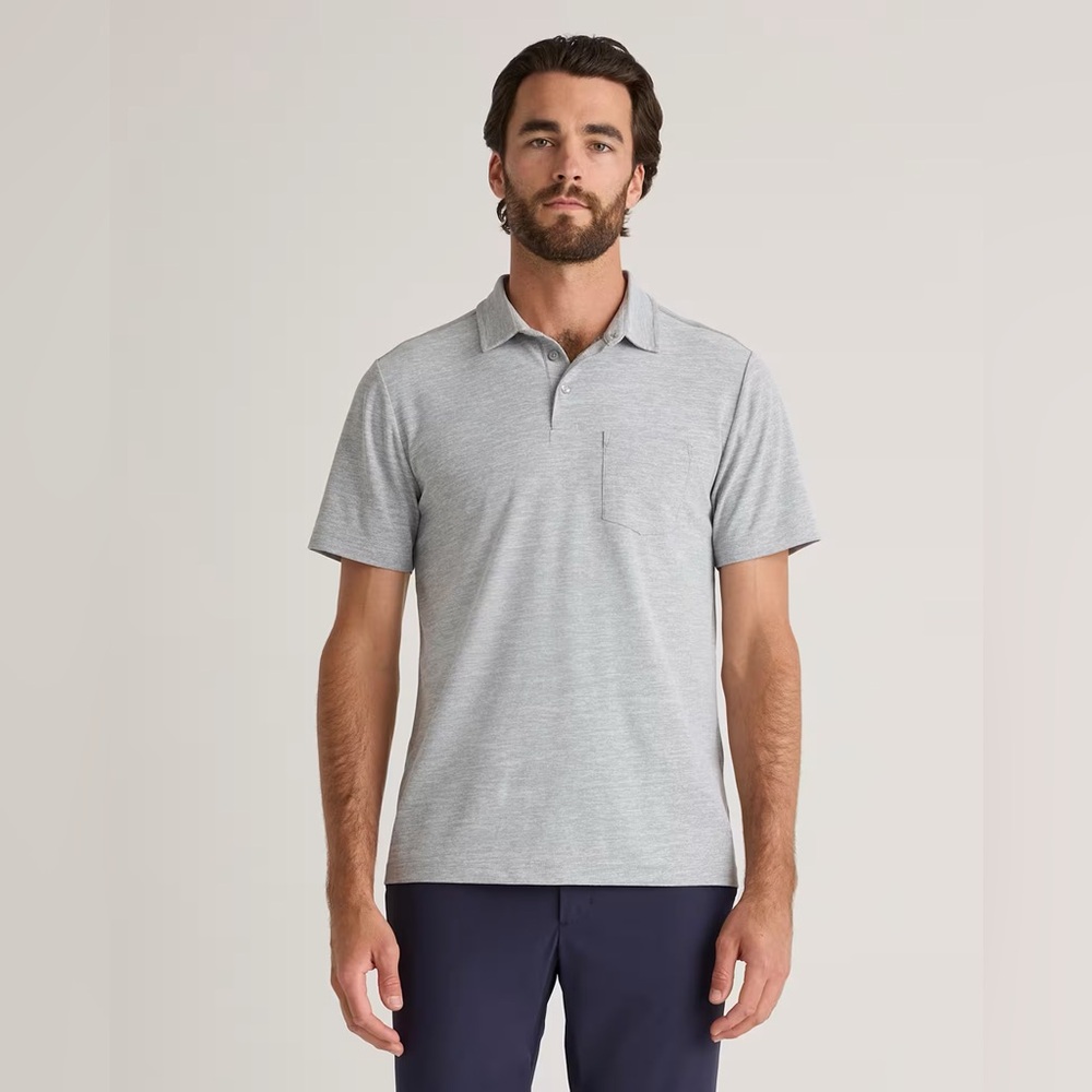 NWT Quince Propique Performance Light Grey Polo Shirt Sz L